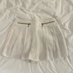Zara White Pleated Women's Skort